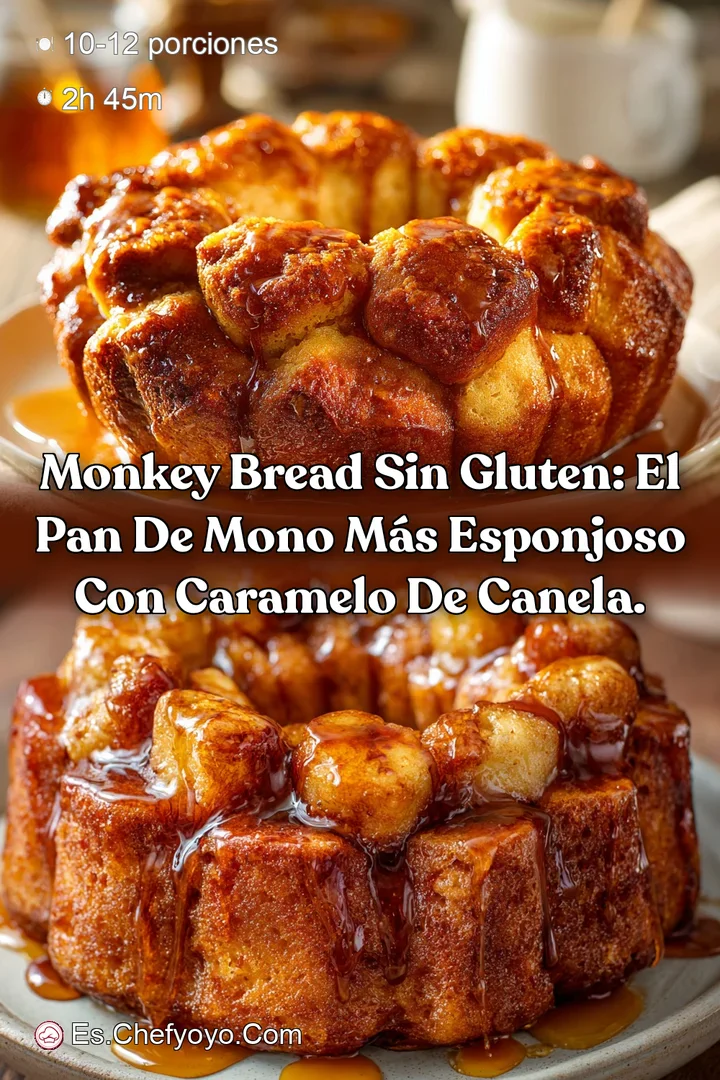 Monkey bread sin gluten: El pan de mono m&aacute;s esponjoso con caramelo de canela.