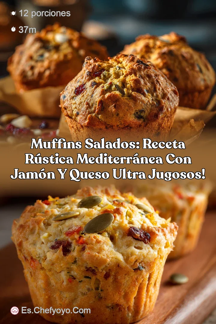 Muffins Salados: Receta R&uacute;stica Mediterr&aacute;nea con Jam&oacute;n y Queso Ultra Jugosos!