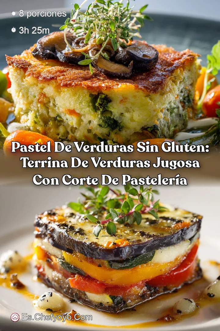 Pastel de verduras sin gluten: Terrina de verduras jugosa con corte de pasteler&iacute;a