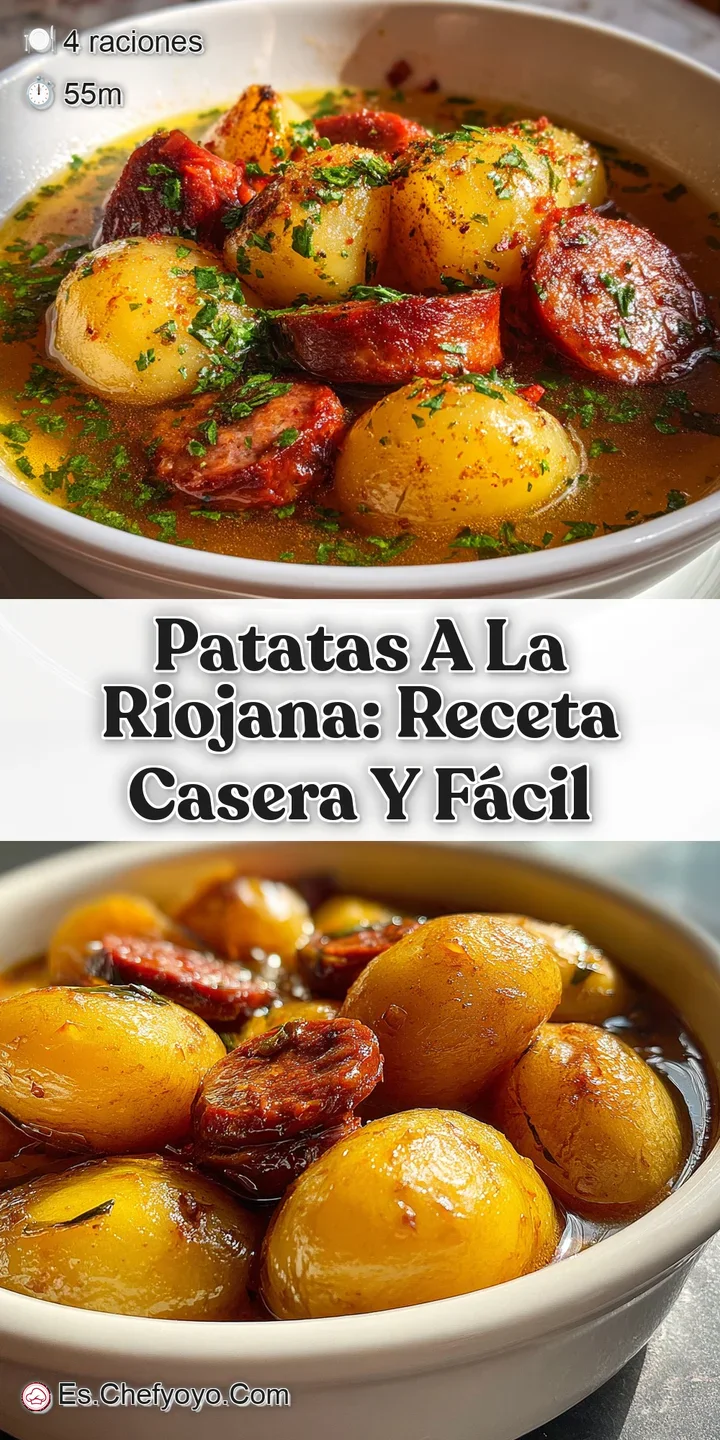 Close-up of glistening, soft potatoes and savory chorizo slices coated in a luscious, deep red sauce. Steam gently rises f...