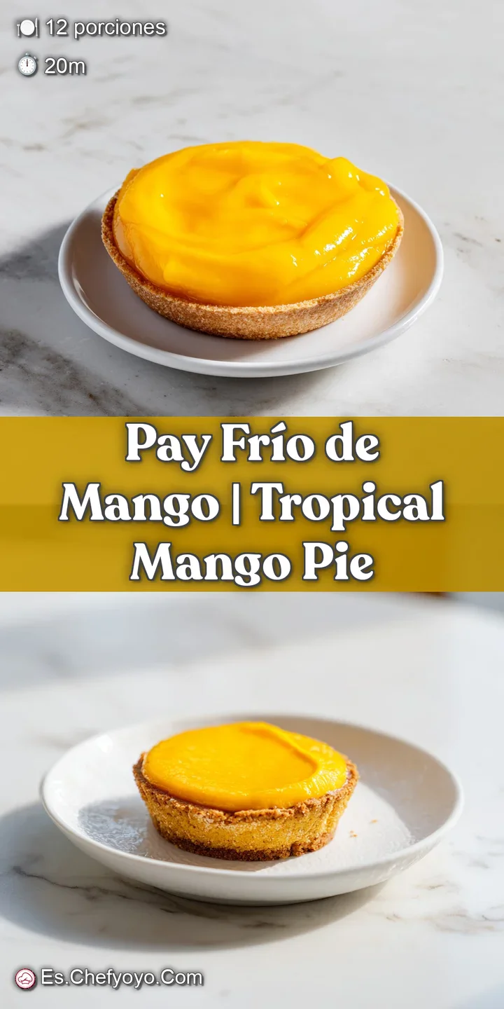 Close-up of a glossy, bright yellow mango topping on a velvety smooth, cool dessert base.