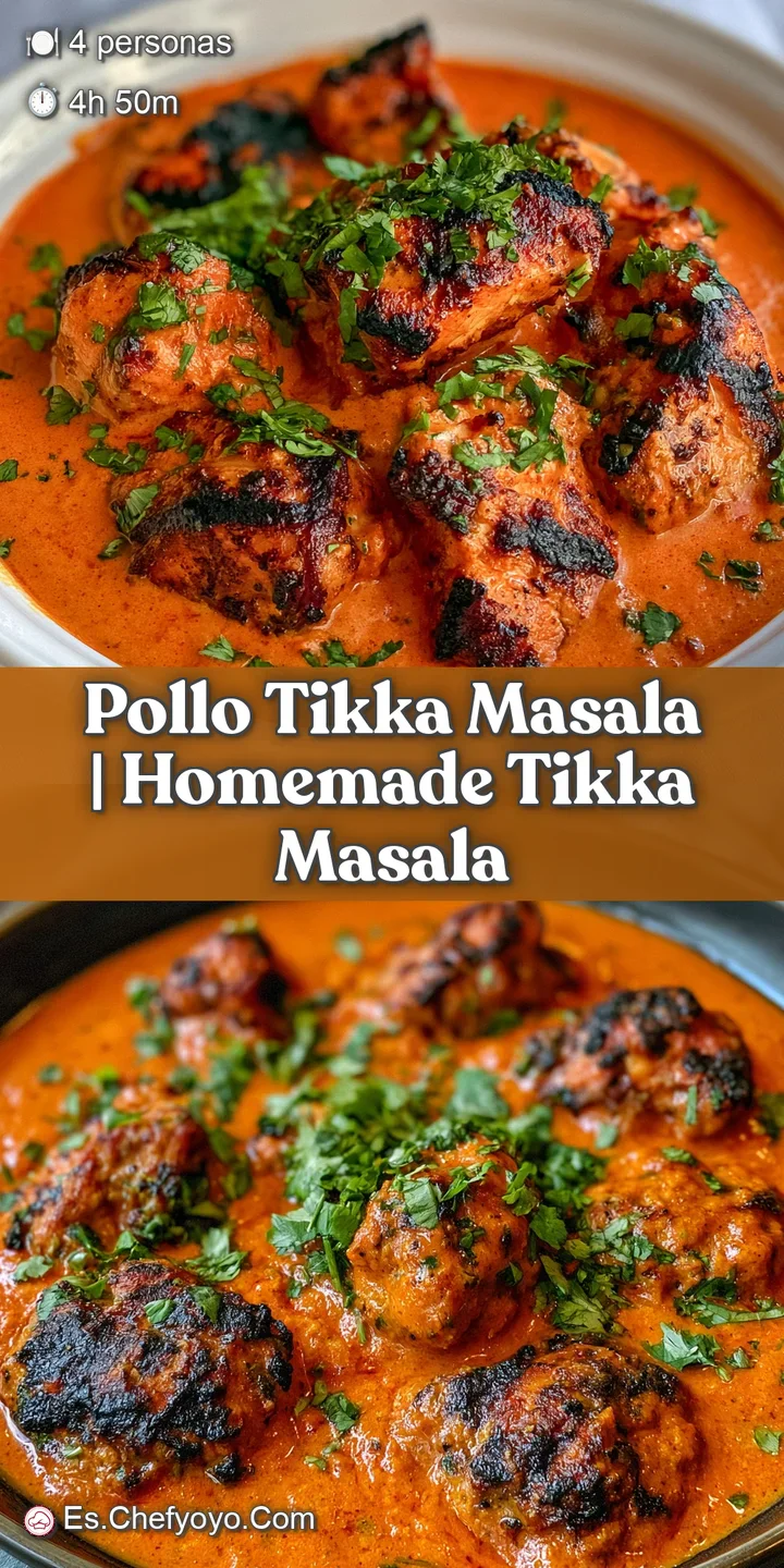 Primer plano de pollo jugoso ba&ntilde;ado en salsa espesa color ocre, con hojas verdes frescas y vapor emanando del plato.