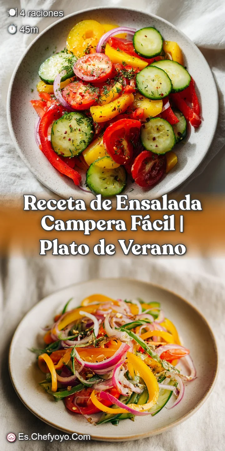 Close-up of Ensalada Campera. Soft potato chunks, juicy tomato & olive slices, and tuna create a texturally inviting, colo...