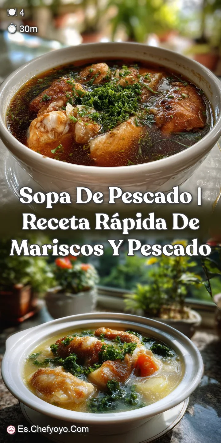 Close-up of a steaming bowl filled with chunky fish, carrots, and potatoes in a fragrant, golden broth. Textures of soft f...