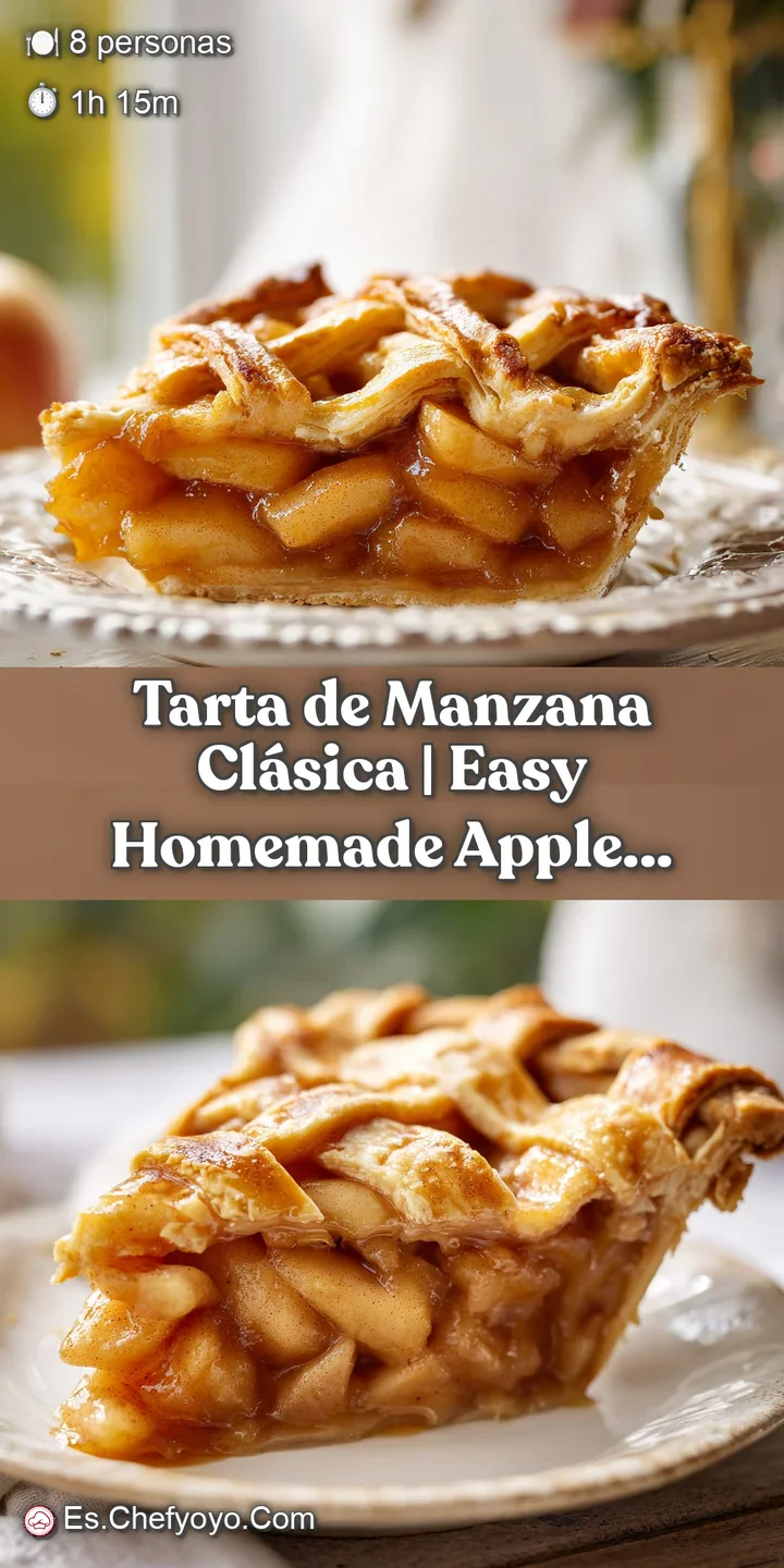 Primer plano de manzana jugosa y brillante bajo una capa de masa crujiente dorada con destellos de az&uacute;car cristalizada.
