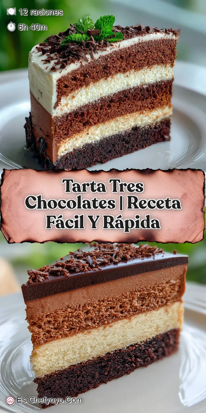 A close-up of a tres chocolate tart reveals its smooth, creamy layers, hinting at a decadent, melt-in-your-mouth experience.