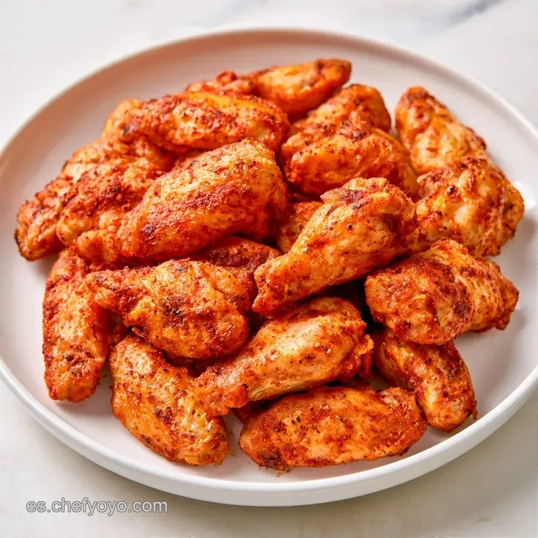 Alitas glaseadas con piel brillante sobre un plato blanco, acompañadas de una salsa cremosa y perejil fresco picado.
