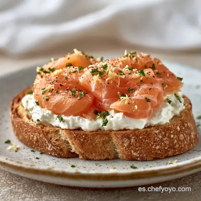 Cubos de salm&oacute;n rosado dispuestos sim&eacute;tricamente con gotas de salsa blanca y rodajas finas de lim&oacute;n amarillo brillante.