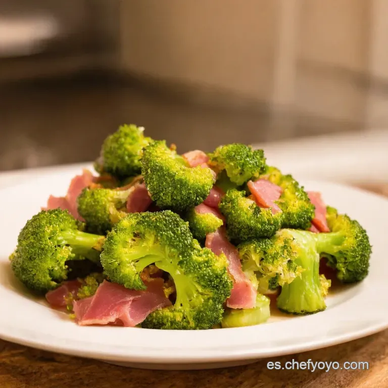 Br&oacute;coli Salteado Con Ajitos Y Jam&oacute;n Ib&eacute;rico presentation