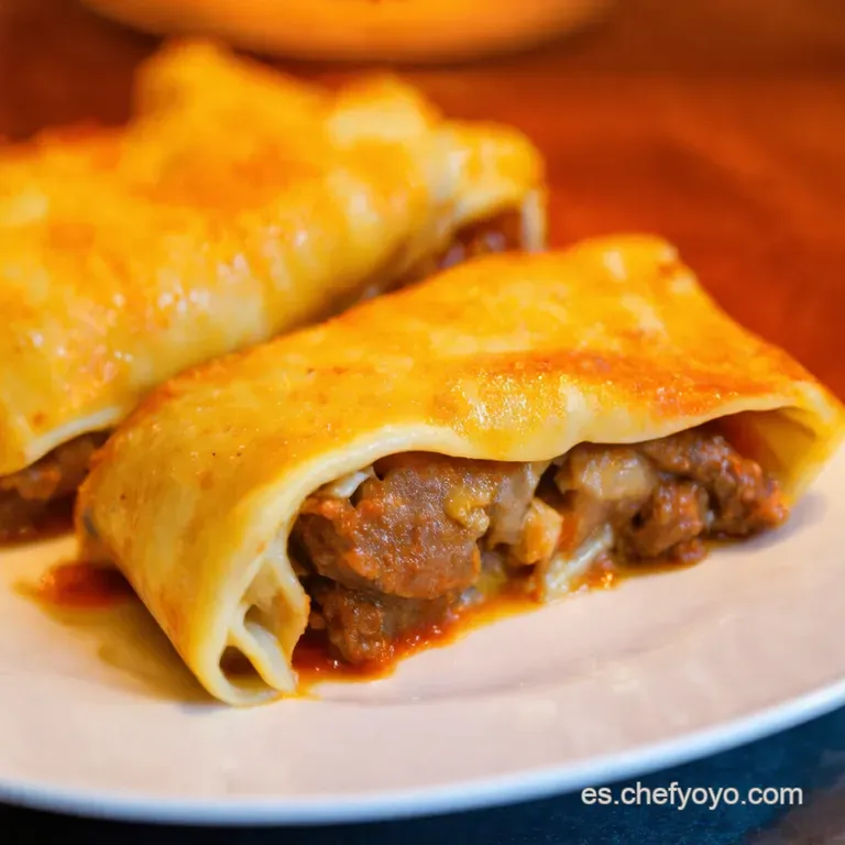 Canelones De Carne a La Abuela Con Bechamel Cremosa presentation