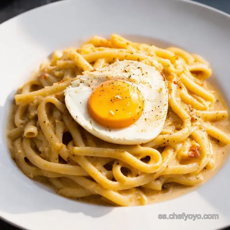 Carbonara a la Antigua con Huevo Entero