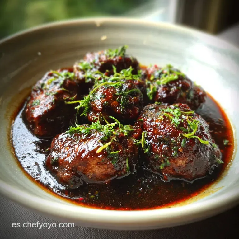 Slow-braised pork cheek plated with creamy mashed potatoes and a generous spoonful of the glossy, savory sauce. Comfort fo...