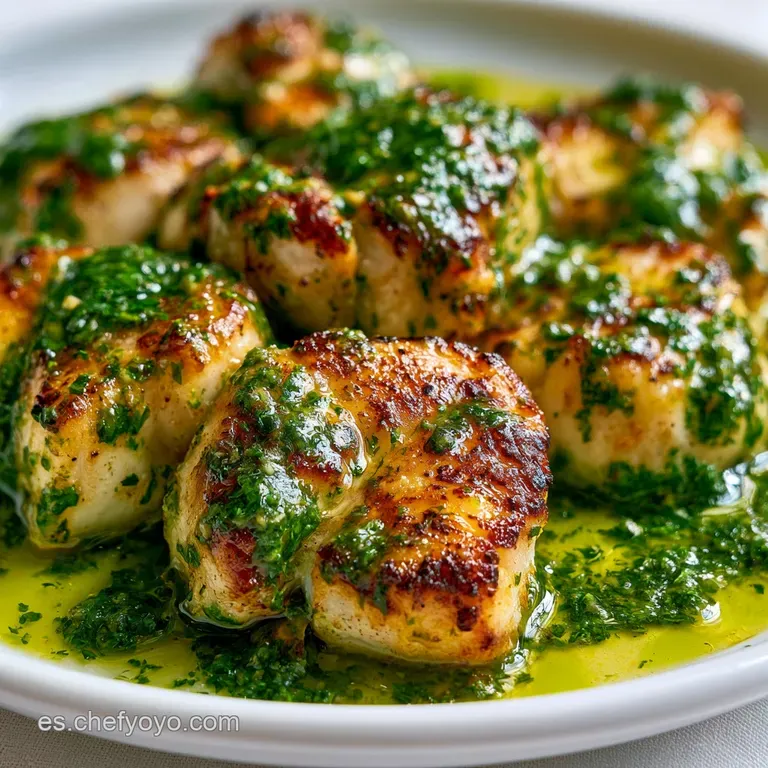 Tres piezas de pescado jugosas sobre una base de salsa cremosa amarilla, decoradas con brotes verdes en plato cer&aacute;mico.
