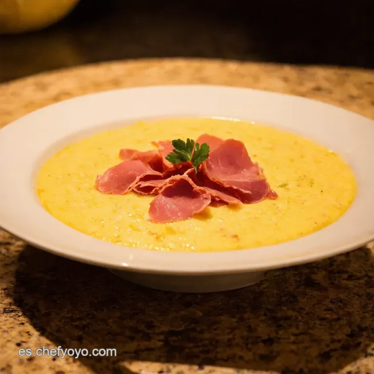 Crema De Calabac&iacute;n Sofisticada Con Toque Ib&eacute;rico presentation