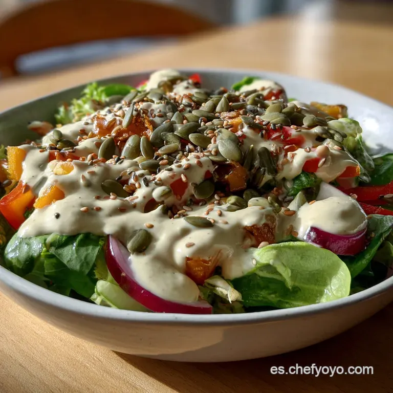Ensalada Con Salsa De Tahini Y Garbanzos en 5 Min