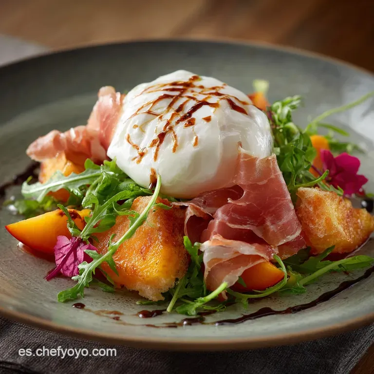 Ensalada de verano: Melocot&oacute;n Asado con Burrata y Jam&oacute;n