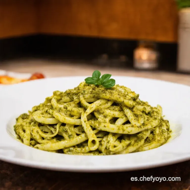 Espaguetis Al Pesto Genov&eacute;s Cl&aacute;sico presentation