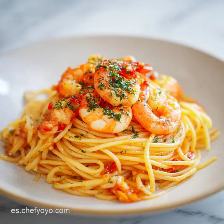 Espaguetis con Gambas: Salsa Sedosa