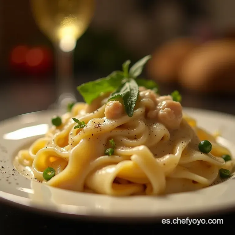 Fettuccine Alla Boscaiola Express Alfredo Cremoso Con Champi&ntilde;ones presentation
