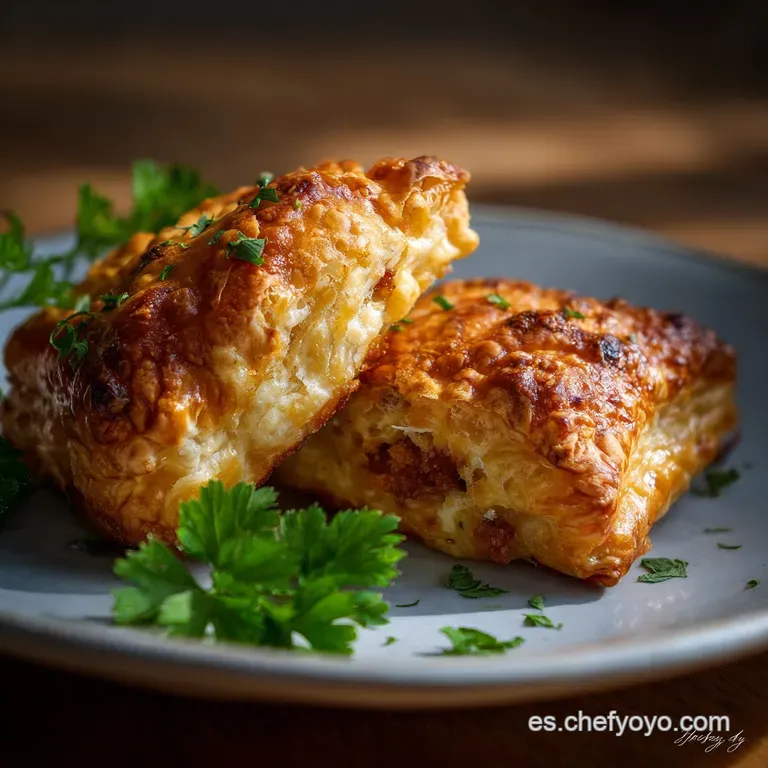 Elegant plate featuring a meticulously arranged pastry with a vibrant, creamy interior. Garnished with fresh herbs, offeri...