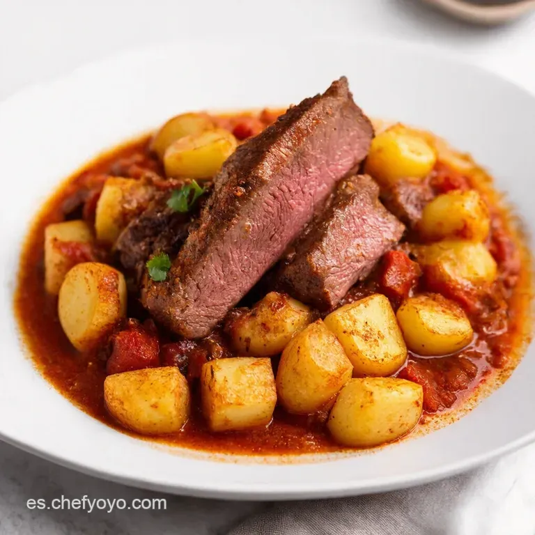 Lomo al Ajillo con Patatas Panaderas