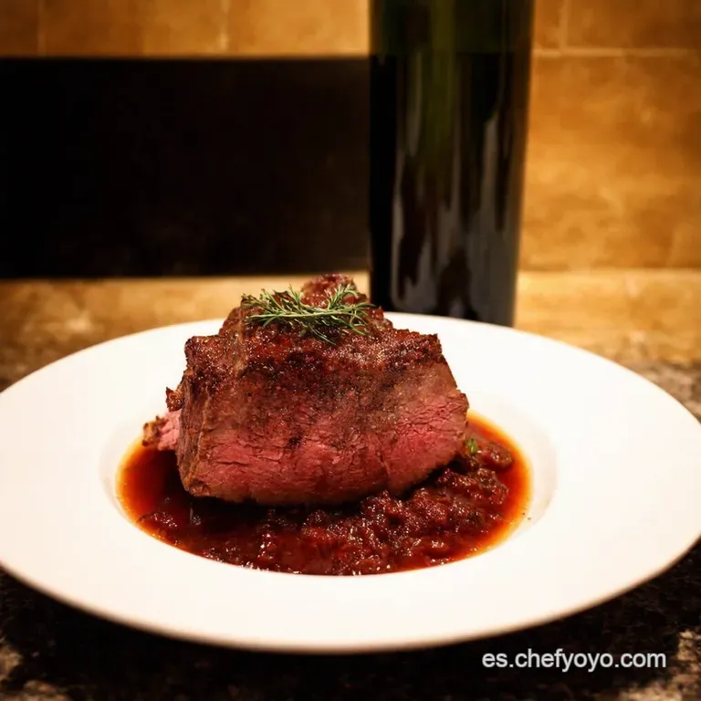 Lomo Al Horno Con Salsa De Vino Tinto Y Fresas presentation