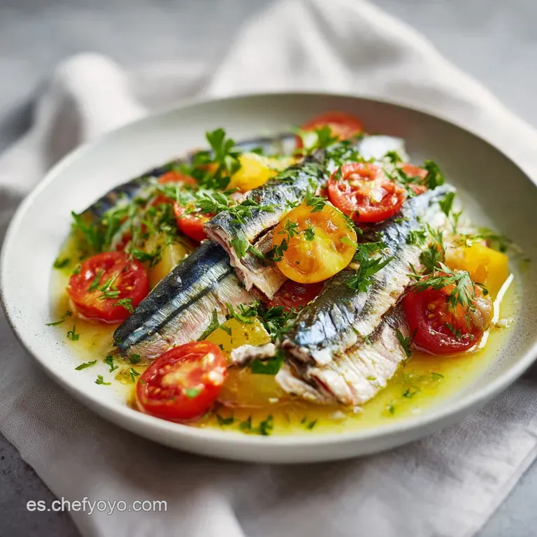 A steaming bowl of tuna and potato stew, garnished with fresh parsley and a crusty bread slice.