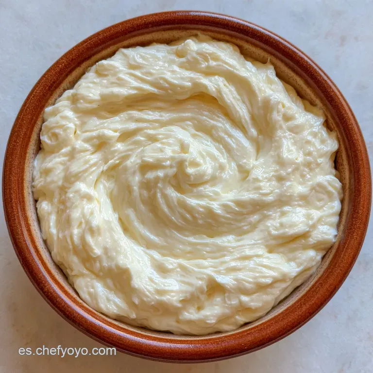 Elegante cuenco de vidrio con crema espesa color crema, decorada con una hoja de perejil fresco sobre madera r&uacute;stica.