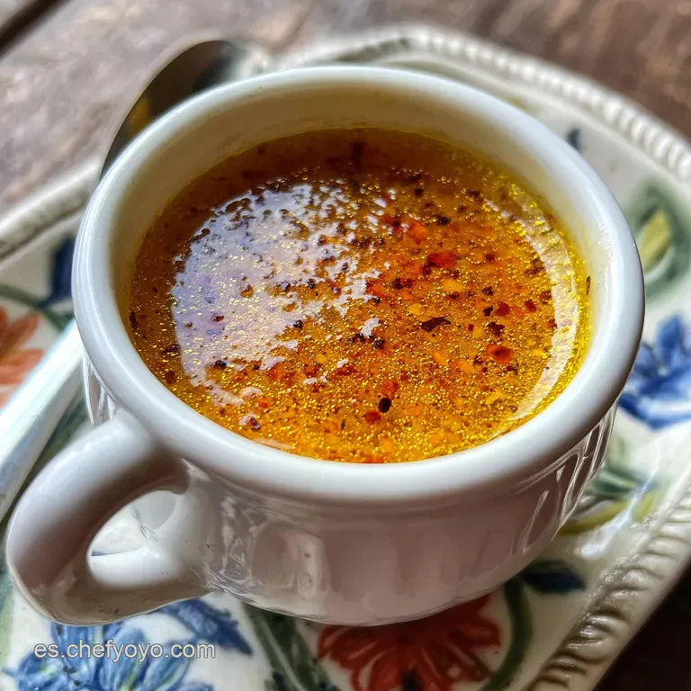 Elegant swirl of deep-red Mojo Rojo sauce drizzled on a white plate, showcasing its thick, slightly textured consistency. ...