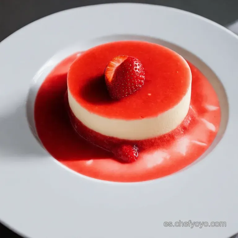 Panna Cotta con Coulis de Fresa Italiano y F&aacute;cil