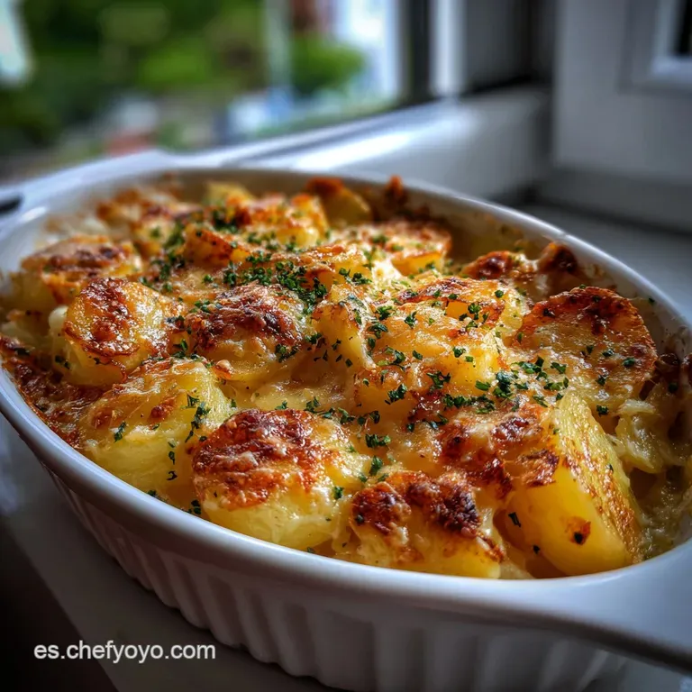 Creamy, golden potato and beef filling topped with a delicately browned potato crust, garnished with fresh herbs, a comfor...