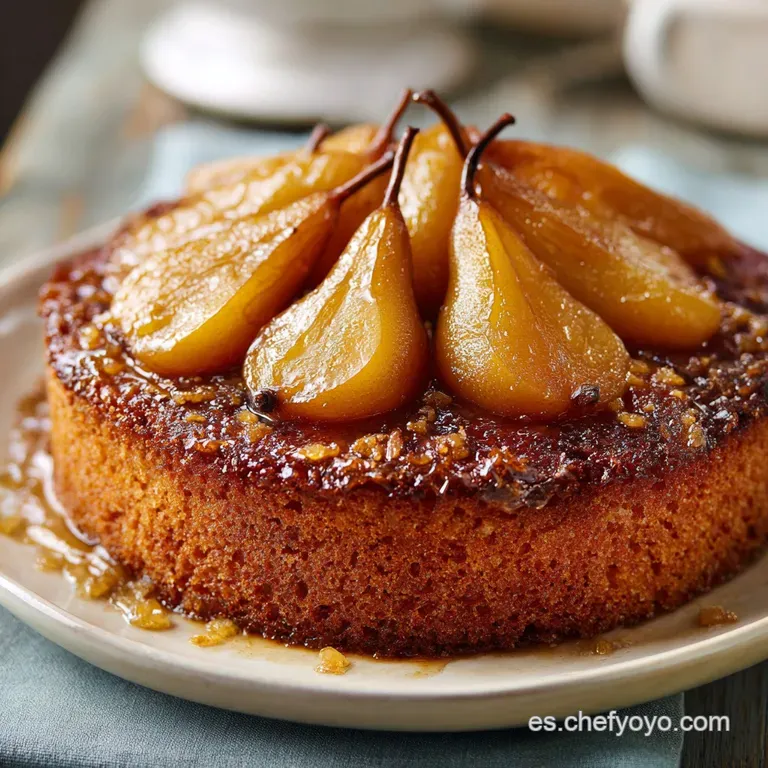 Pastel Invertido Pera: Especiado y Esponjoso