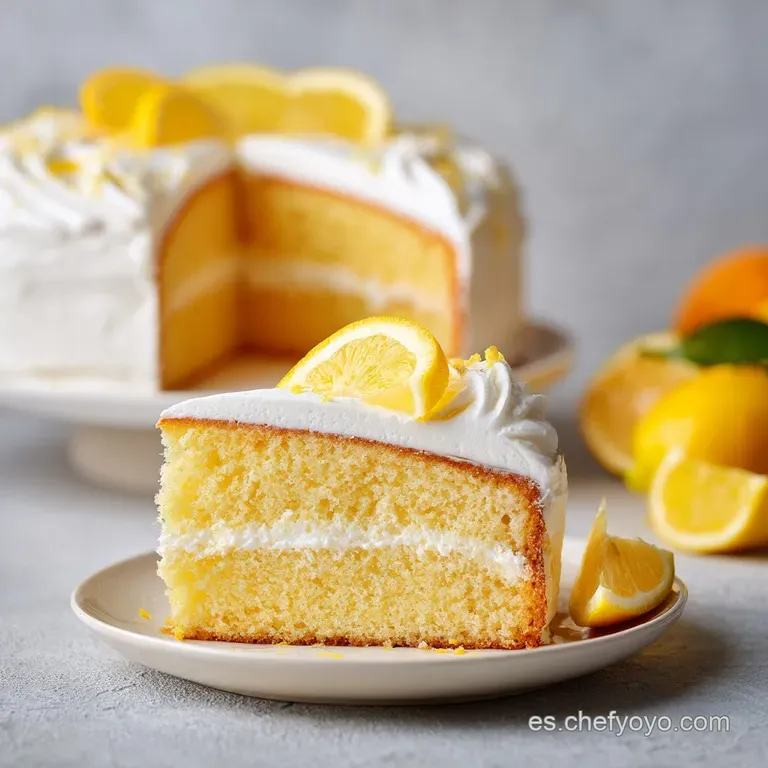 A slice of fluffy lemon cake artfully plated with a swirl of whipped cream and lemon zest.