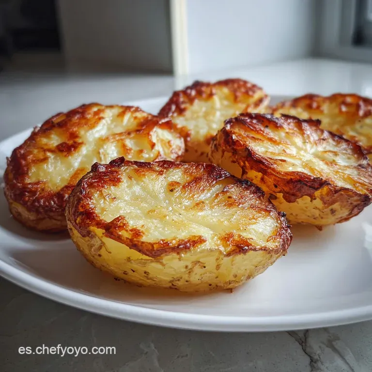 Perfectly browned, fluffy-looking potatoes artfully piled onto a white plate, garnished with fresh parsley and a sprinkle ...