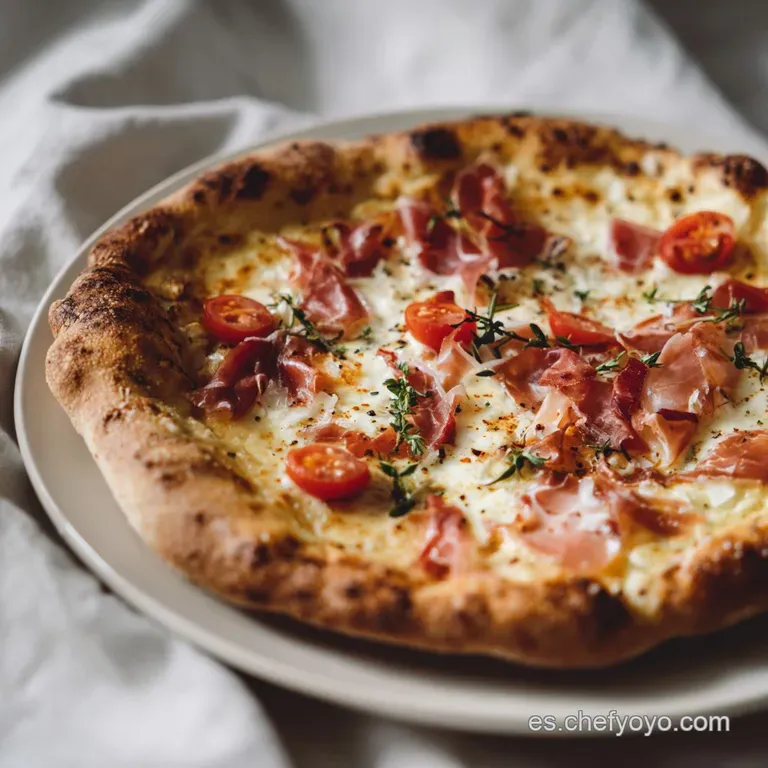 A single slice of pizza, artfully presented with fresh basil and a drizzle of olive oil.