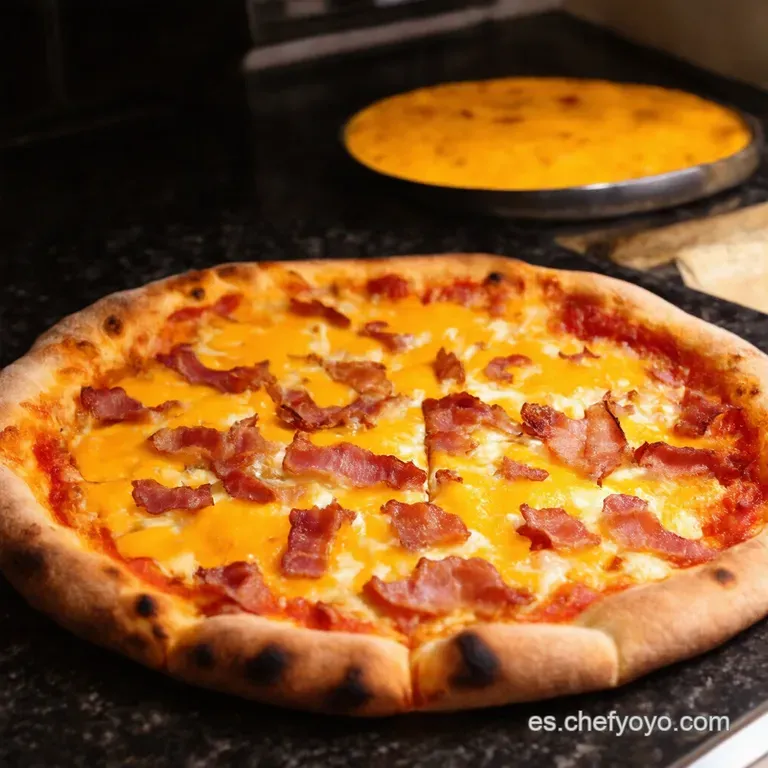 Pizza Trenzada De Bacon Y Cheddar presentation