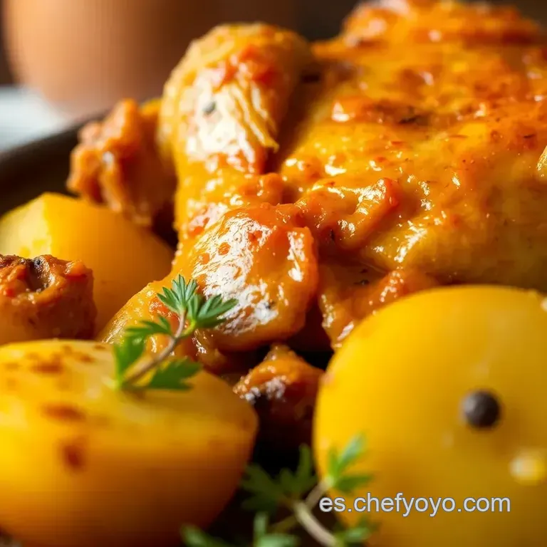 Pollo Al Horno Con Patatas a La Espa&ntilde;ola presentation