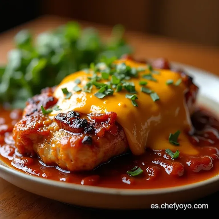 Pollo Bbq Cremoso Con Tocino Y Queso presentation