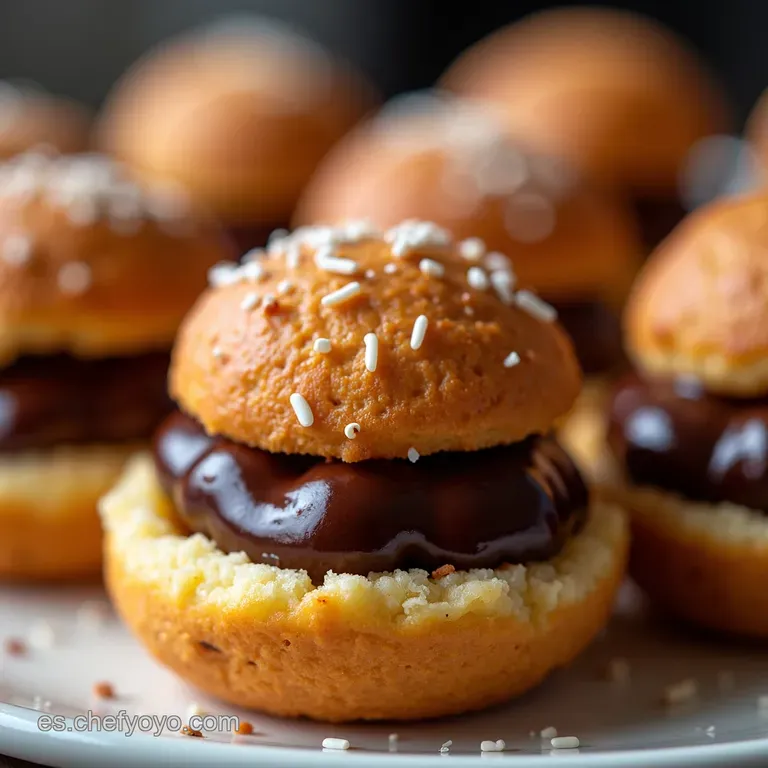 Profiteroles Cl&aacute;sicos con Salsa de Chocolate Oscuro