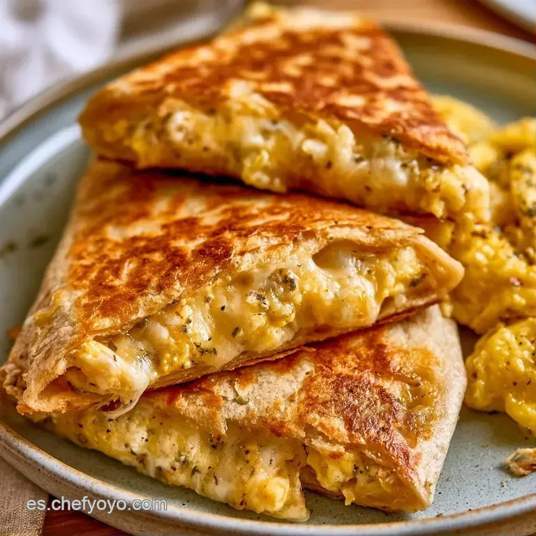 Triángulos de tortilla tostada alineados en plato blanco con corazón de huevo amarillo y queso blanco fundido suave.