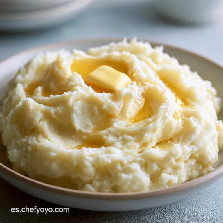 Pur&eacute; suave y terso dispuesto en plato blanco, con ondas delicadas y un hilo de aceite de oliva brillante que resalta.