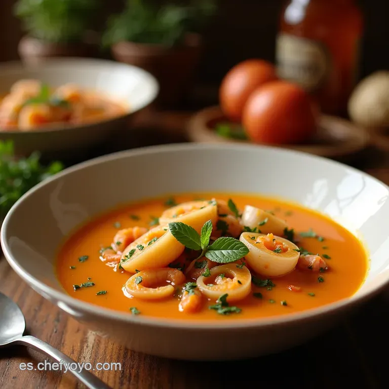 Tesoro Del Mar Sopa Cremosa De Mariscos Al Estilo Mediterr&aacute;neo presentation